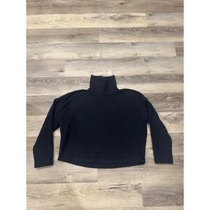Everlane Organic Cotton Turtleneck Sweatshirt Black XS Relaxed Crop Pullover